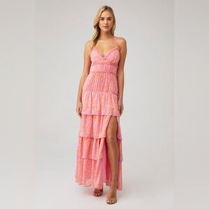 LIKELY Athena Tiered Maxi Dress‎ Pink and Purple Size 8